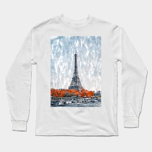 Eiffel Tower Autumn By The Parisian Canal. For Eiffel Tower & Paris Lovers. Long Sleeve T-Shirt